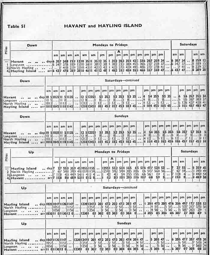 Hayling Timetable